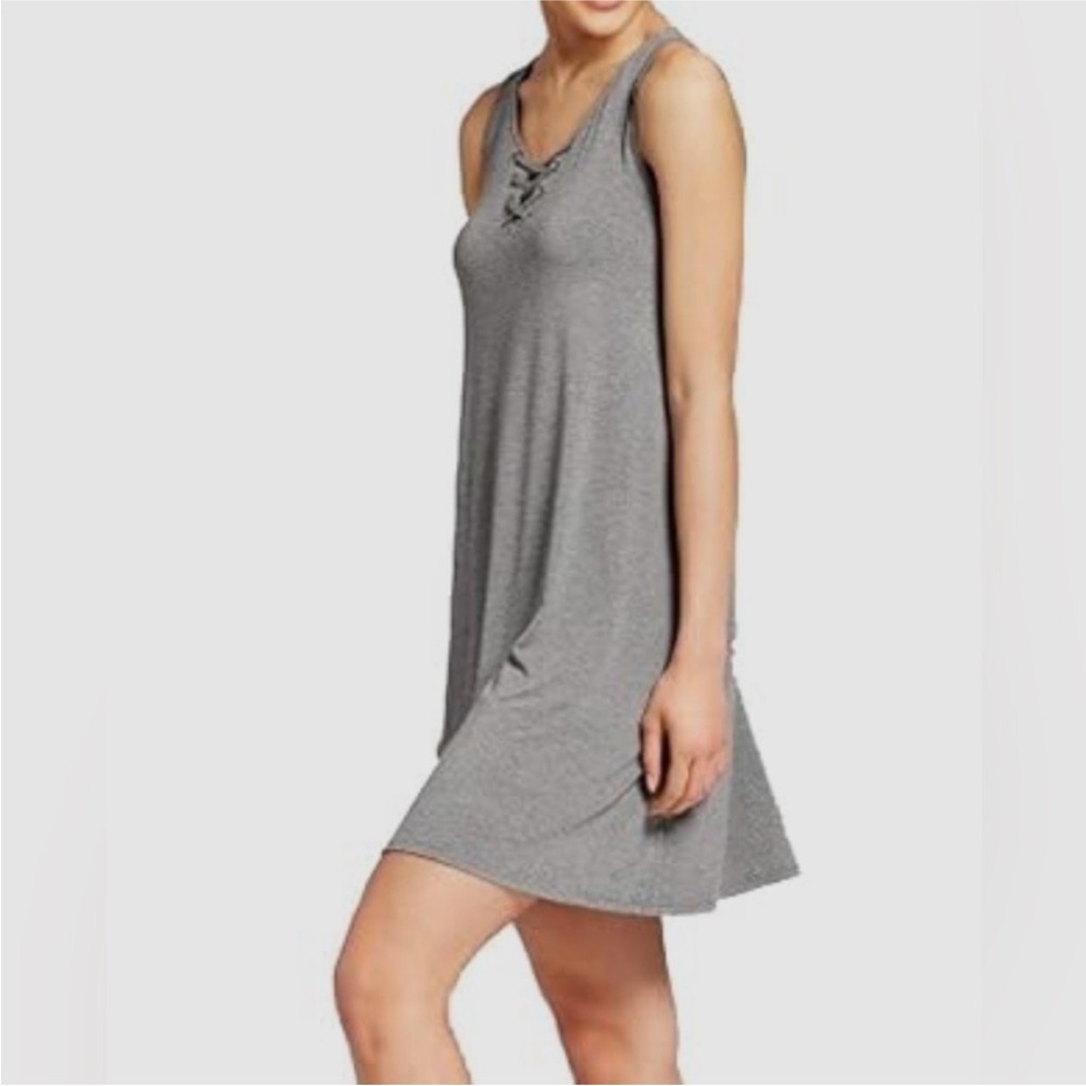 Mossimo Supply Co. Gray Lace-Up Mini Dress (M)